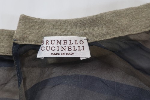 Brunello Cucinelli FLoral Mesh Short SLeeve Silk Blue Top Blouse Shirt S M 6 7 8 - Picture 7 of 23