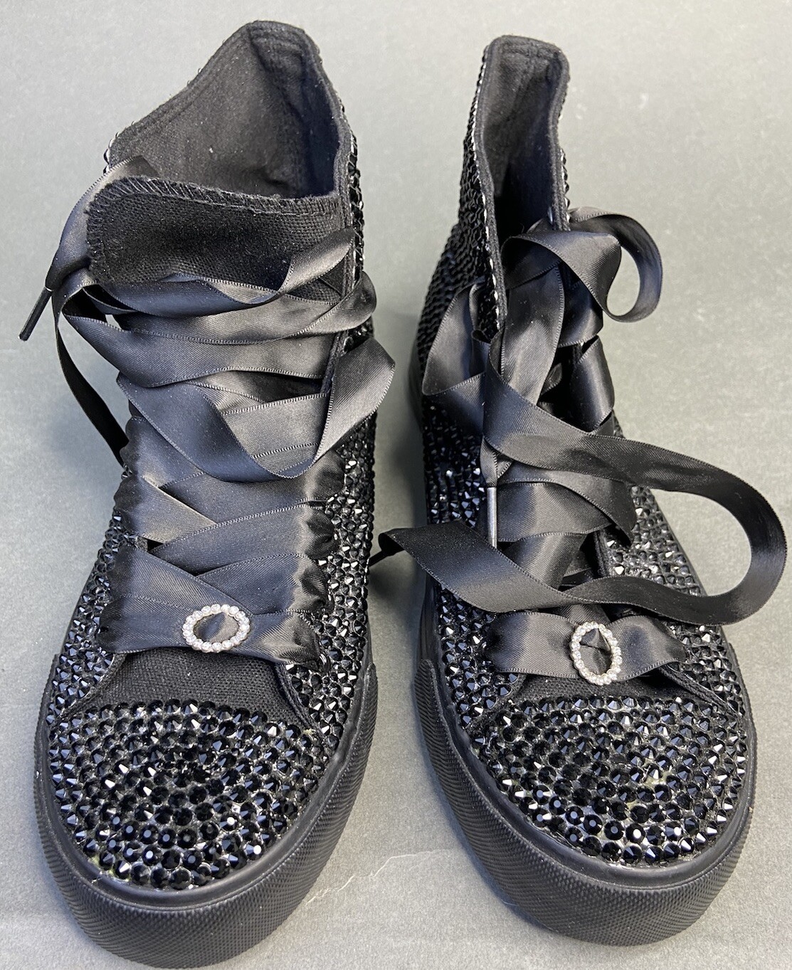 ZGR High Top Stoned Bedazzle Black Sneakers Shoes Women's Size 9.5
