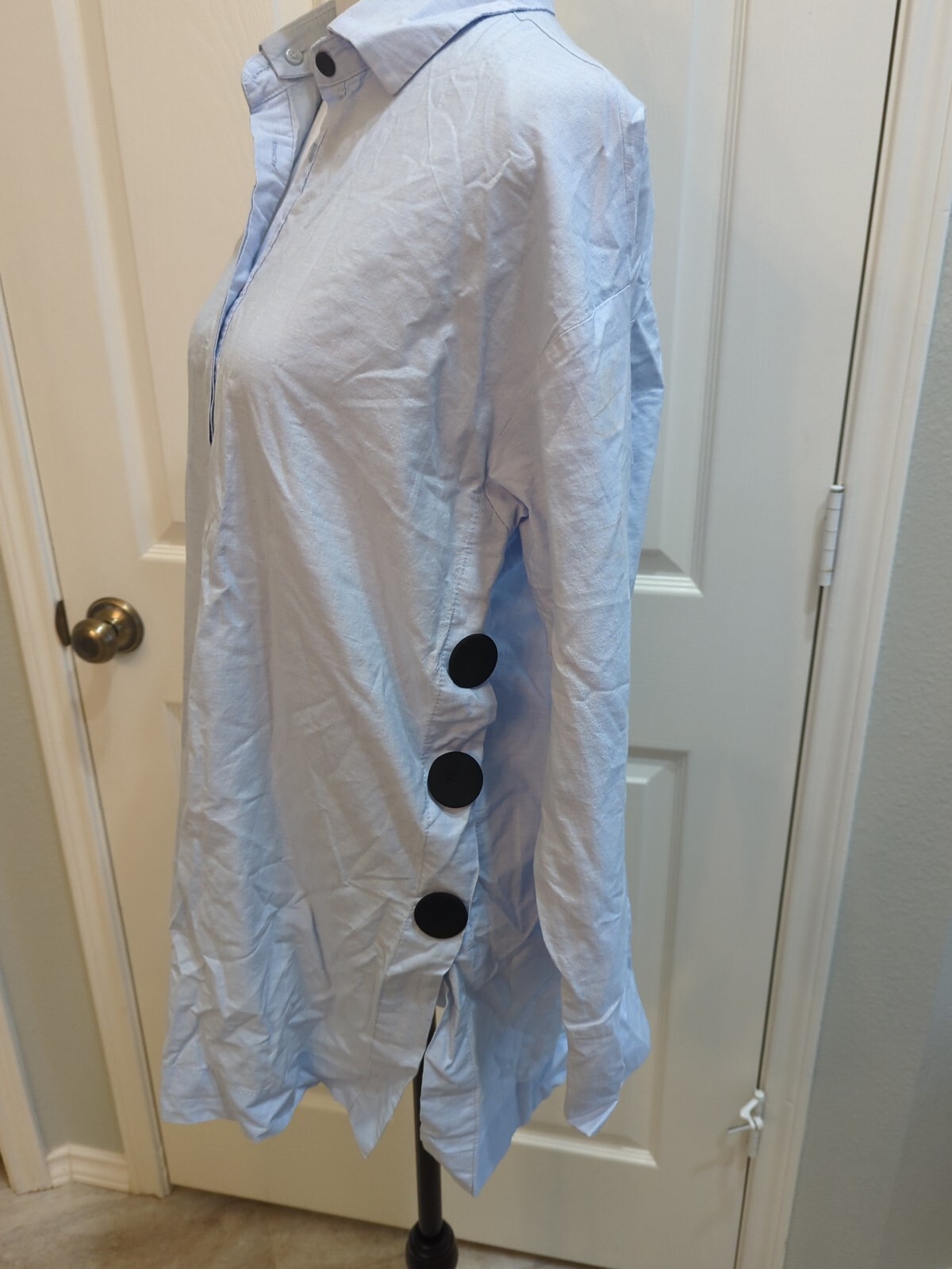 Zara Basic Tunic Long Sleeve Oversized Light Blue… - image 2