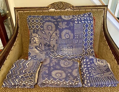 Pine Cone Hill Selke Marianna Linen Navy Blue Pillow Case Sham Set Of 4