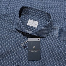 Emanuel Berg NWT Casual Button Down Shirt Size 15.75 40 M Modern Fit in Blue