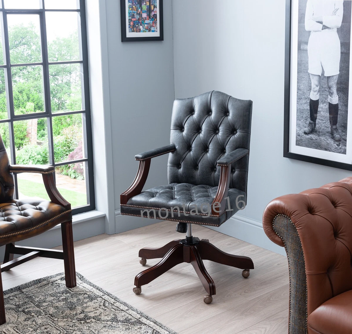 Vintage leather desk chair outlet