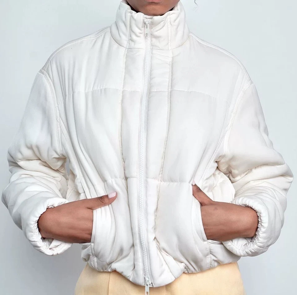 Chaqueta Bomber Vince Vince Suave en Gasa Nueva Sin Etiquetas - Talla M Marfil Crema Foto 3 de 4