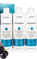 Nutree Amazonliss Keratin Hair Treatment Straightening 8.45 floz 3 Step Kit 5/25