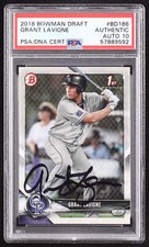 Grant Lavigne Signed 2018 Bowman Draft #BD186 RC (PSA | Autograph Graded PSA 10)