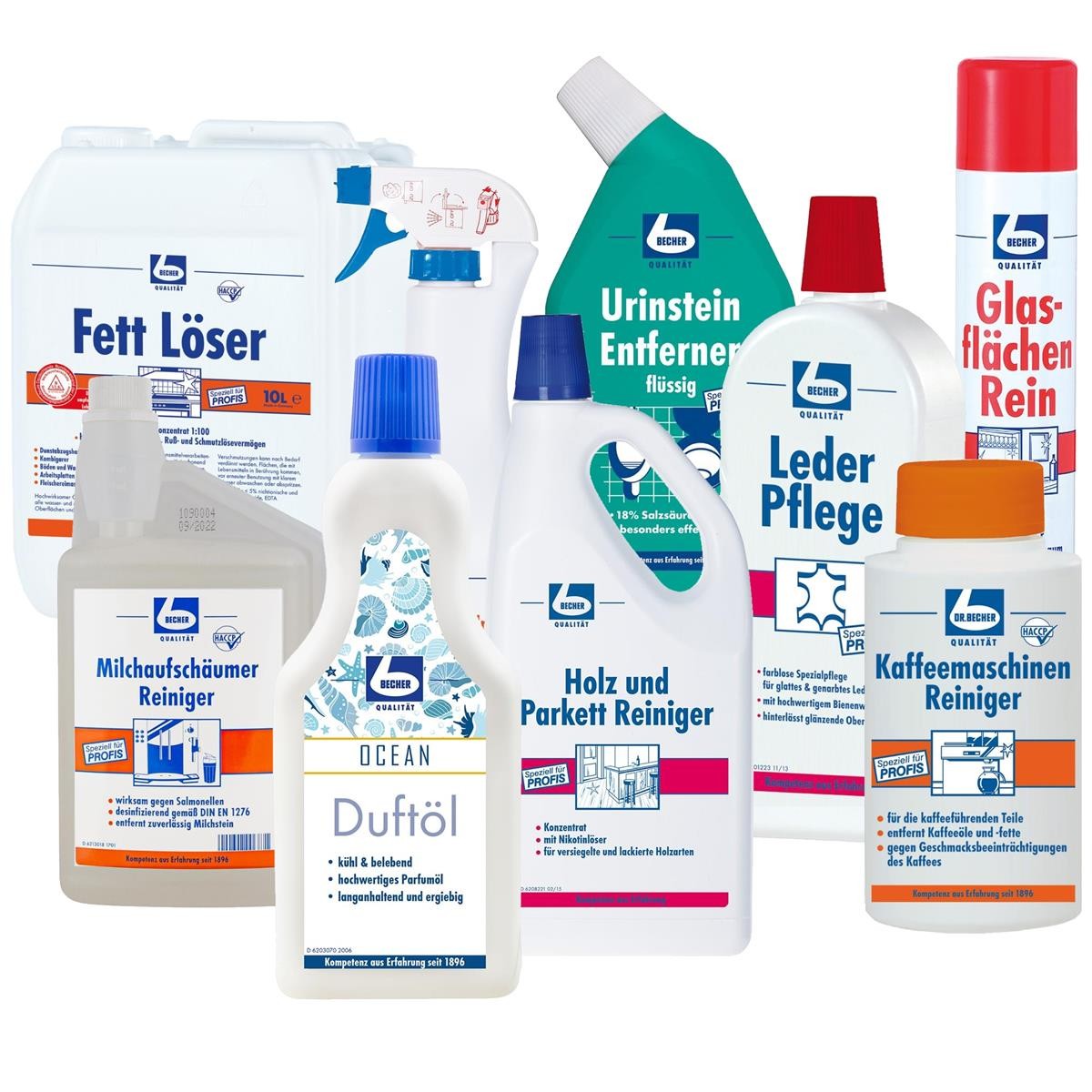 Dr. Becher Entkalker, Badreiniger, Küchenreiniger, Duftöl, Urinsteinentferner