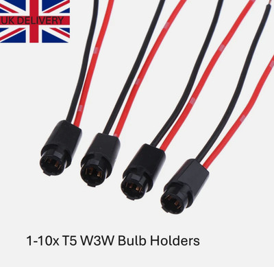 1-10 x T5 W3 W verdrahtet LED Glühbirne Sockel Halter Stecker Verlängerungskabel Kabelbaum UK