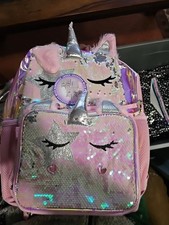 Unicorn Sequin Kids Backpack  Lunchbox Set. NWT