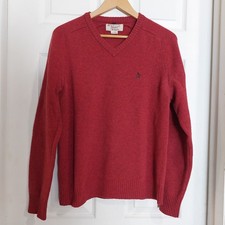 Penguin Men Sweater Medium Burgundy 100 Lambs Wool Long Sleeve Knit Pullover L