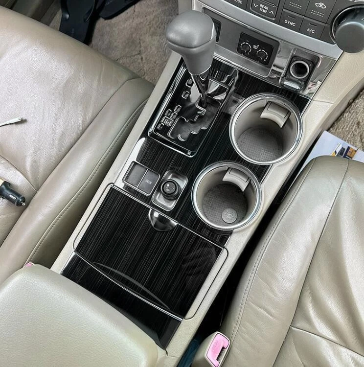 Panel de cambio de marchas de consola central de acero negro para Toyota Highlander 2008-2013 Foto 3 de 4