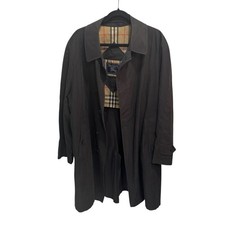 Vintage 80s Burberry  s Nova Check Black Trench Coat Mens 40 Regular