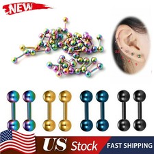 Stainless Steel Stud Earrings for Women Men Round Ball Screw Back Ear Piercing