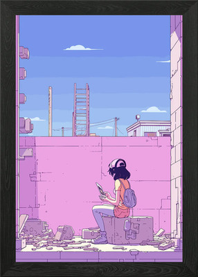 Lofi Pink Retro Framed Wall Art Poster Canvas Print Picture