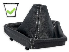 SCHALTMANSCHETTE FUR BMW F10 F11 5-er SCHALTSACK ECHTELEDER NAHT WEISS + RAHMEN