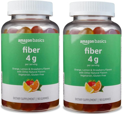 2X Amazon Basics Fiber Gummies 4g Chewable Fruit 90ct each