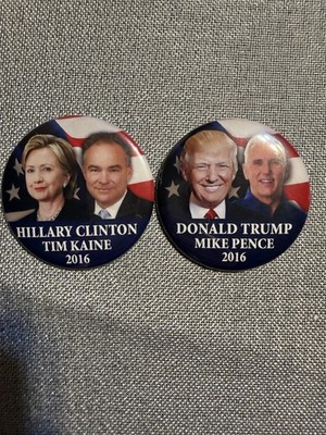 2016 Presidential Campaign Buttons Pins Hillary/Kaine Trump/Pence
