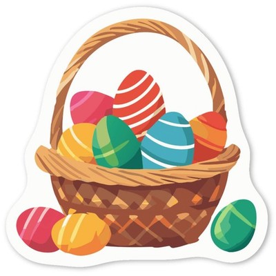 Aufkleber Sticker ''Osterkorb mit bemalten Eiern'' (DW045289)