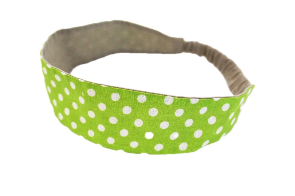 bandeau cheveux enfant pois anis et blanc - Photo 2/2