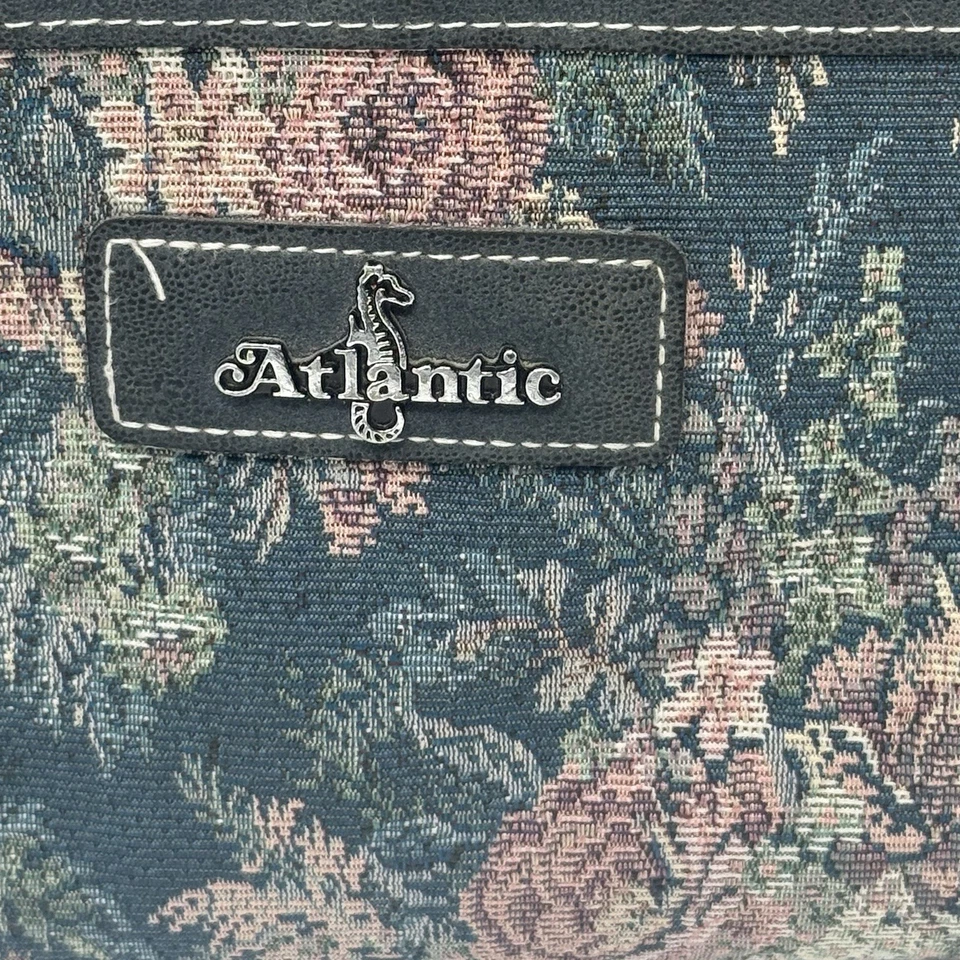 Bolso de viaje vintage de tapiz floral atlántico para llevar durante la noche verde azulado rosa Foto 2 de 4