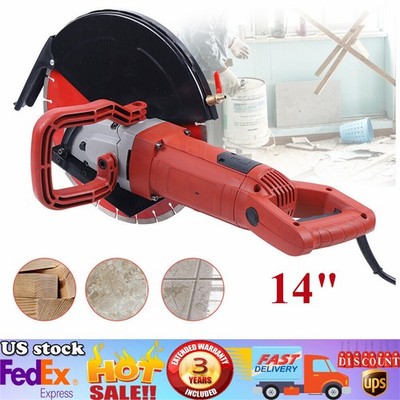 Concrete Cut off Saw Wet Dry Concrete Saw Cutter w/ Water Pump+Blade 14'' 3000W