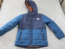 The North Face Jacket Boys 10/12 Blue Hooded Puffer Fleece Lined Winter Coat