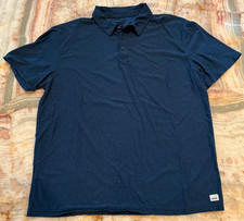 Vuori Mens Strato Tech Polo Shirt Blue Short Sleeve Performance Logo Size L