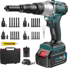 2-in-1 Cordless Electric Rivet/Nut Gun Tool for Rivet/Nutsert(10-24" & 1/4" & 5/