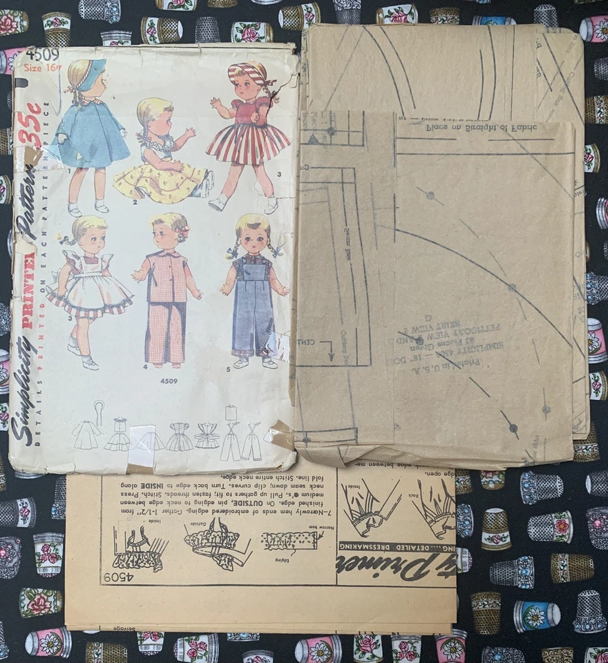 *VTG* Simplicity Pattern #4509 Size Doll 16" UNCUT  - Image 2 of 4