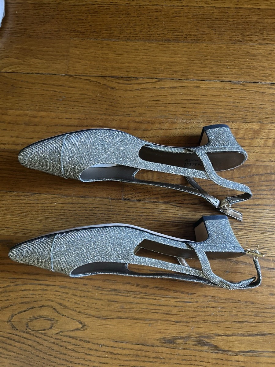 Vaneli Platinum Slingback Pumps Buckle Cap Toe Textile Block Heel Formal Party  View 4