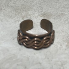 Vintage Sold Copper w Twist Braid Overly Adjustable Band Ring