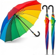 2 PEZZI Ombrello Pioggia Grande Arcobaleno 122 cm Antivento Apertura Automatica