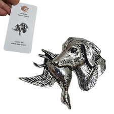 Labrador & Duck Pin Badge Pewter Hunting Dog Brooch Coat Hat Tie Lapel Jewellery