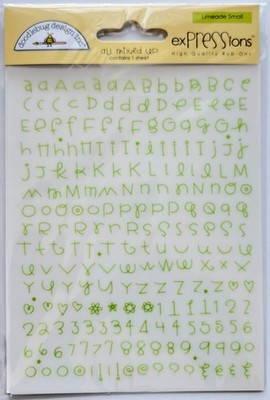  DoodleBug FUNKY ALPHABET LETTER RubOn Transfer STICKERS Lime Green scrapbook