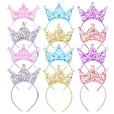 12PCS Princess Crown Headbands Glitter Sequin Hair Accessories for Girls Party