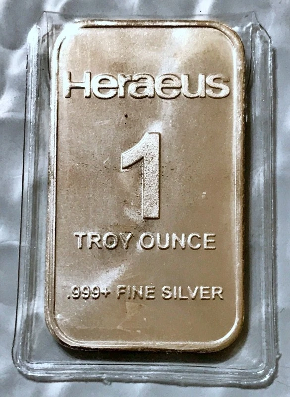 Heraeus Silver Bullion Bars & Rounds 1 oz Precious Metal Content