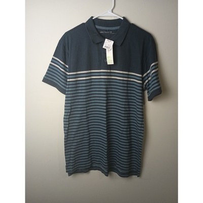 Anko Men's Polo Blue Stripped Size Medium NWT Short sleeve 