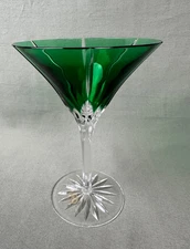 Martini Glass AJKA CASTILLE ALBINKA Pattern Emerald Green Perfect Cond 7 1/4"