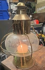 VTG 18” Nautical Ship Onion Lantern Candle Holder Brass Finish Decorative Light