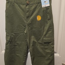 Cat  Jack Boys Cargo Pants Green Adjustable Waist Reinforced Knee Stretch
