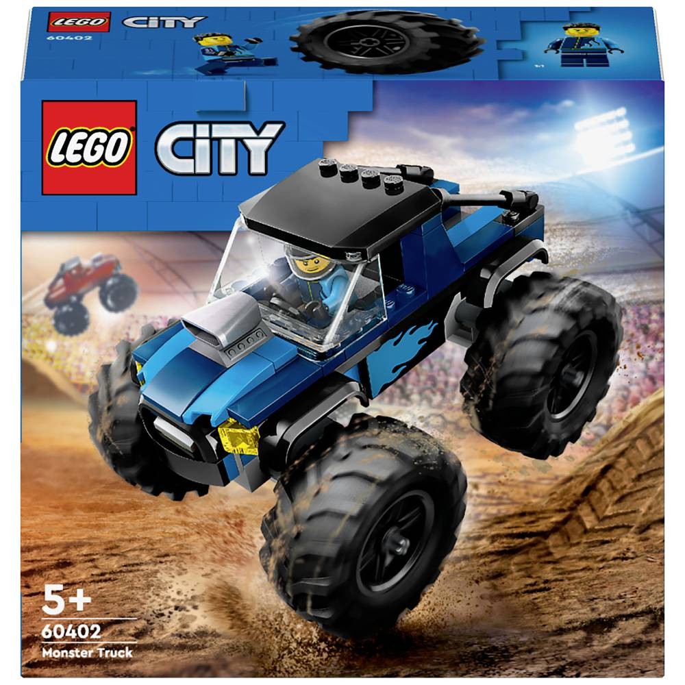 LEGO City 60402 monster truck bleu jouet voiture tout-terrain avec figurine de pilote