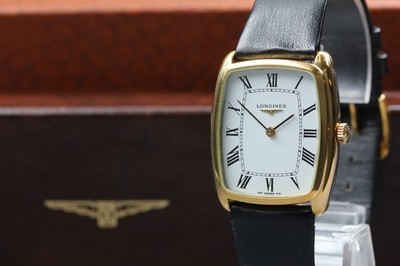 Vintage Longines L847.4 847 4141 White Roman Tank Manual 30mm Herrenuhr JAPAN