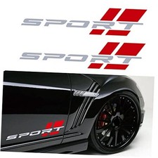 for 2 Pcs 16 Inch Matte Siver Red Sport Letter Logo Decal Sticker Fit for Most