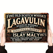 Vintage Lagavulin Scotch Whisky Sign - Rustic Retro Style Decor Tin Metal Signs