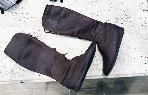Matted Dark Brown Leather Boots “Forest” Knee High Leather Boots -Mens-