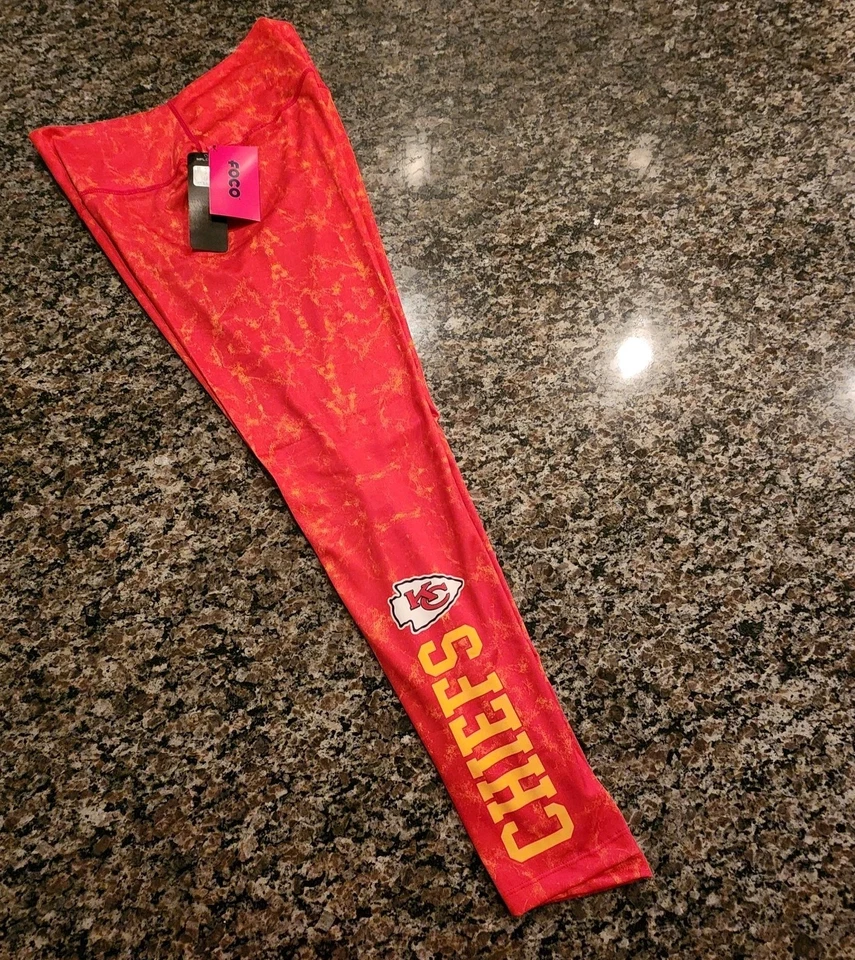 NUEVO CON ETIQUETAS FOCO Kansas City Chiefs Leggings Mujeres XL Rojo Mármol Tie Dye NFL Yoga Foto 2 de 4