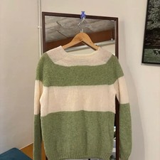 HERA Striped Knit Sweater - Green Ivory, Vintage Style