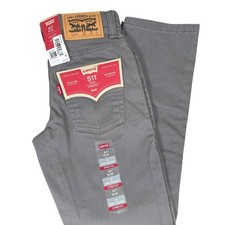 New Levis 511 Slim Stretch Jeans Boys 8 Regular Gray Super Soft Cotton Blend