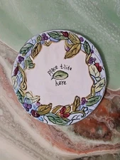 Vintage Blue Sky Clay Works Tea Light / Candle Holder Round Plate 5.5in. 2003