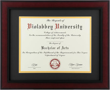 8.5X11 Diploma Frame Solid Wood Fits 8.5X11 with Black Gold Double Mat or 11X14