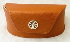 Tory Burch Logo Leather Orange Magnetic Sunglasses Case Eyeglasses Case EUC